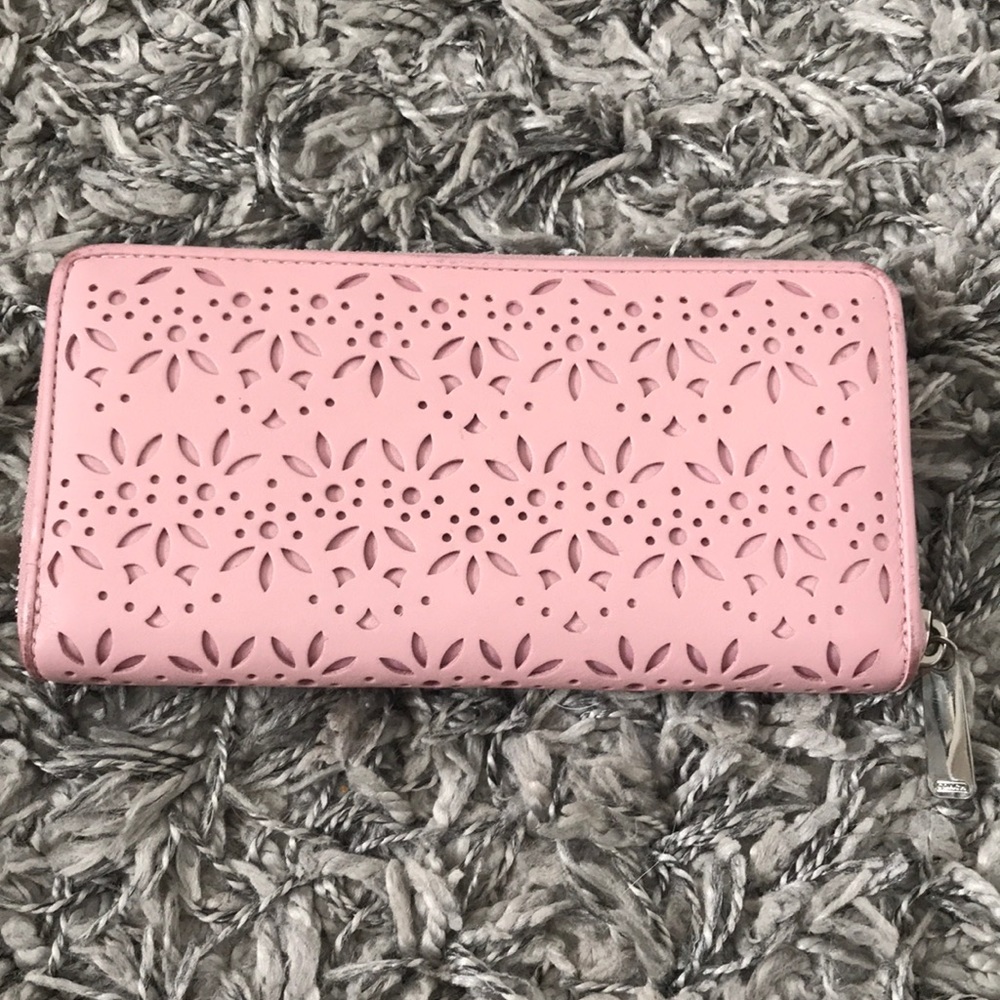 Coach pink leather zip around full size wallet🌸